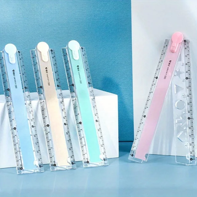 Multifunctional Foldable Ruler 4 Colors Optional Clear Scale Portable Design for School Home Office Geometric Drawing Measuring 4