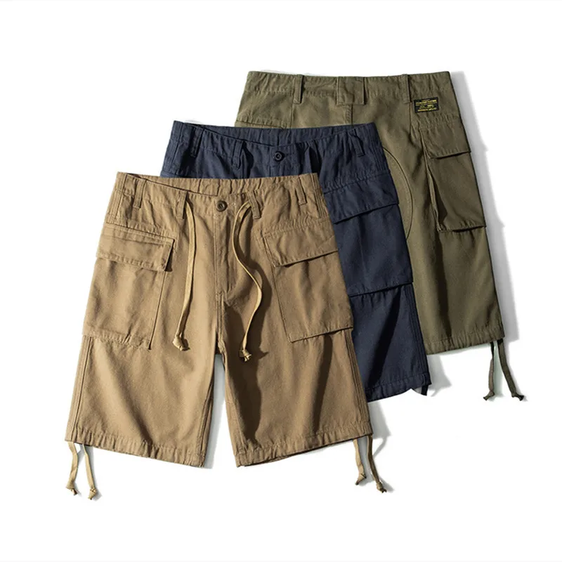 

OKONKWO Soft Canvas Multi Pocket Cargo Trousers M42 Work Five Parts Outdoor Trekking Camp Hiking Sports Shorts Climbing Breeches