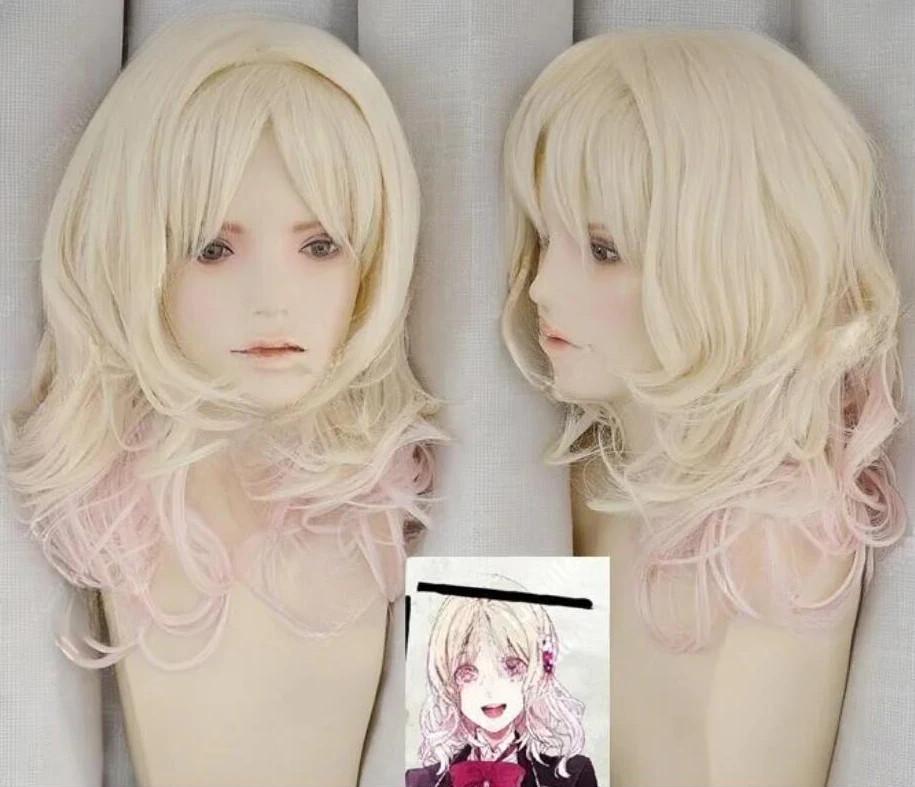 DIABOLIK LOVERS Komori Yui Blonde & Pink Gradual Wavy Change Cosplay Wigs