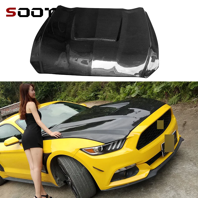 

Для Ford Mustang 2015-2017 капот из углеродного волокна, крышка двигателя, капот, автомобильная подкладка, крышка капота, обновление автомобильных автозапчастей