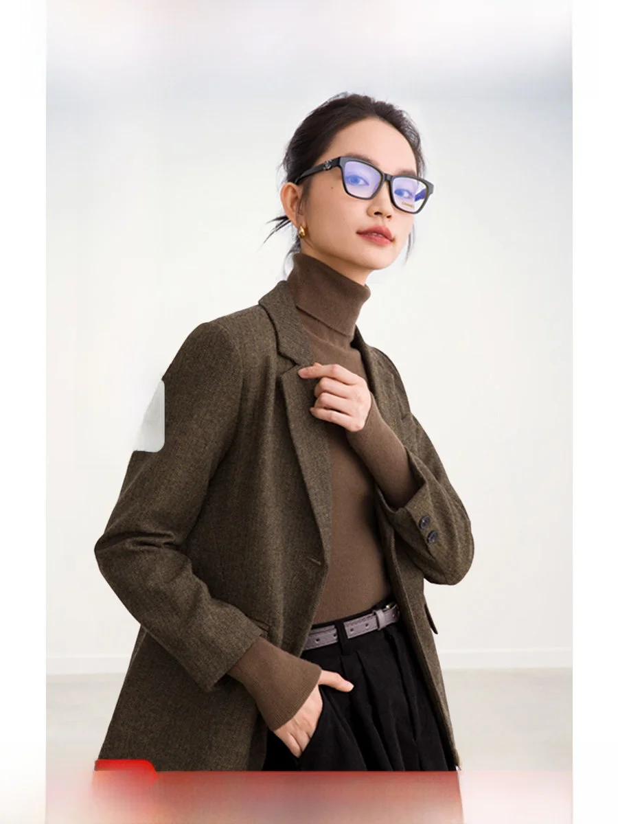 

Faionable Bookworm Sle Thiened Осеннее пальто с 50-шерстяной шерстью в стиле ретро, костюм из смеси шерсти с хлопковой подкладкой, ветровка для поездок на работу