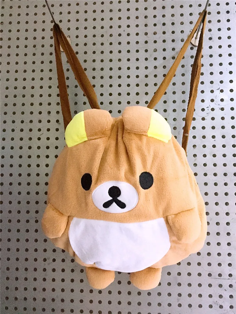 Cute Rilakkuma Drawstring Bags Anime Bear Body Plush Backpacks for Kids Girls Boys Kawaii Kindergarten School Backpack Schoolbag