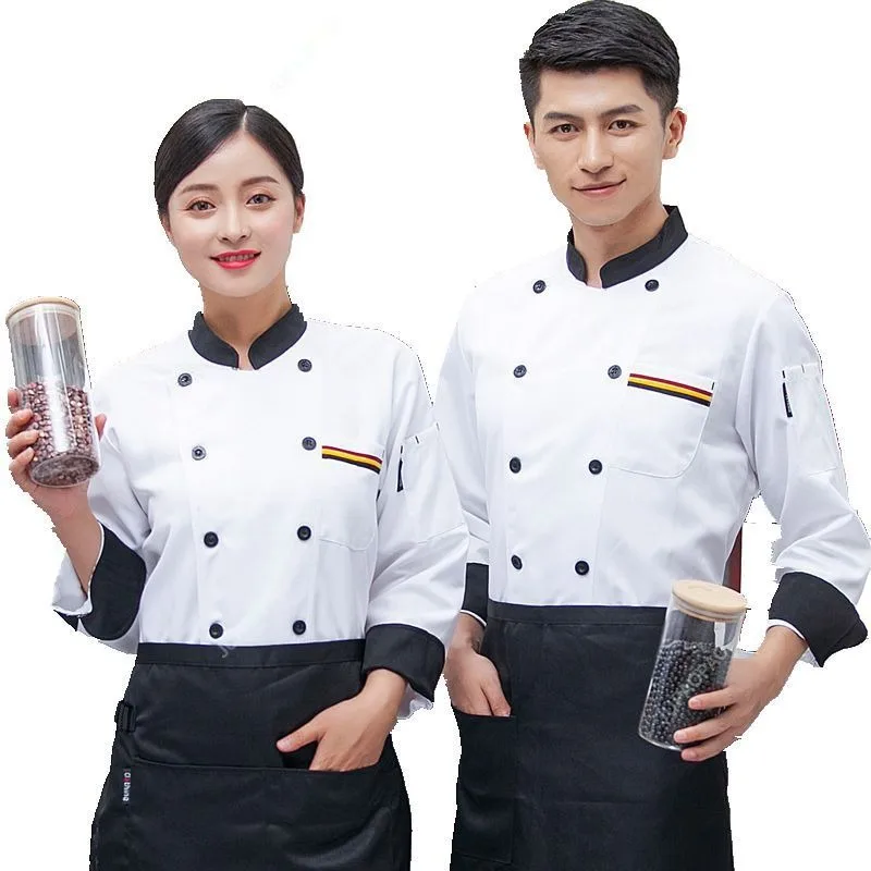 Chef Jacket Wholesale Head Chef Uniform Restaurant Hotel Kitchen Cooking Clothes Catering Foodservice Chef Shirt Apron HatBakery