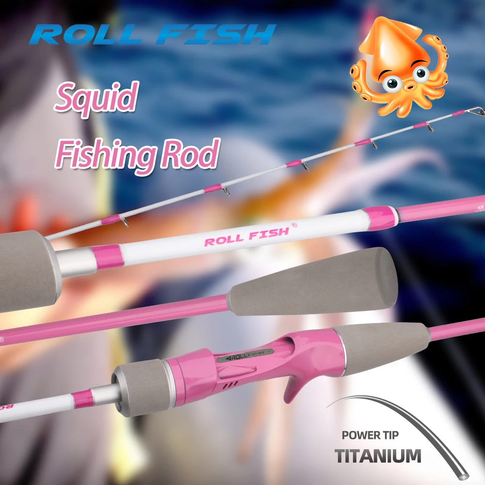 ROLLFISH 1,55m Kohlefaser-Titan-Spitze Oktopus-Tintenfisch-Angelrute - Action 7:3 für Boot-Slow-Jigging im Salzwasser & Leichtgewicht