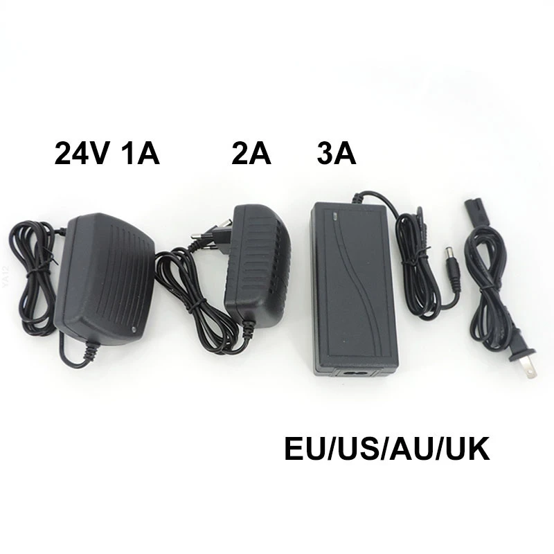 110v 220v AC Power Supply Adapter Charger to DC 24V 1A 2A 3A 2000ma 1000ma 3000MA EU US AU UK Plug Server for Nail lamp P1