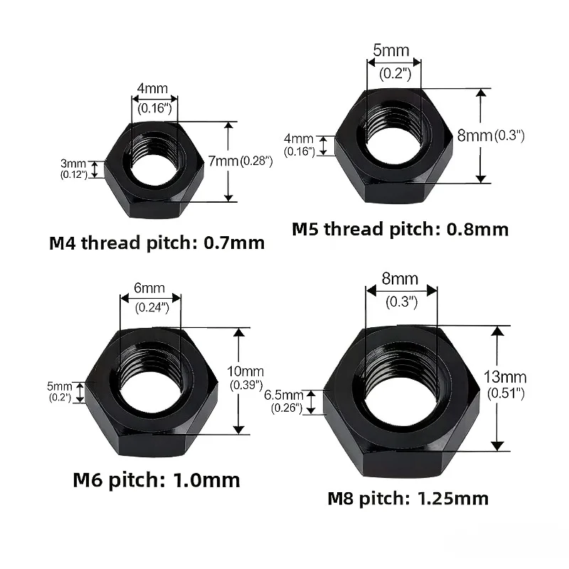 5pcs Titanium Alloy Hex Nut M4 M5 M6 M8 TC4 Hex Hexagon Lock Nut for Bicycle Motorcycle Car Decoration Modification