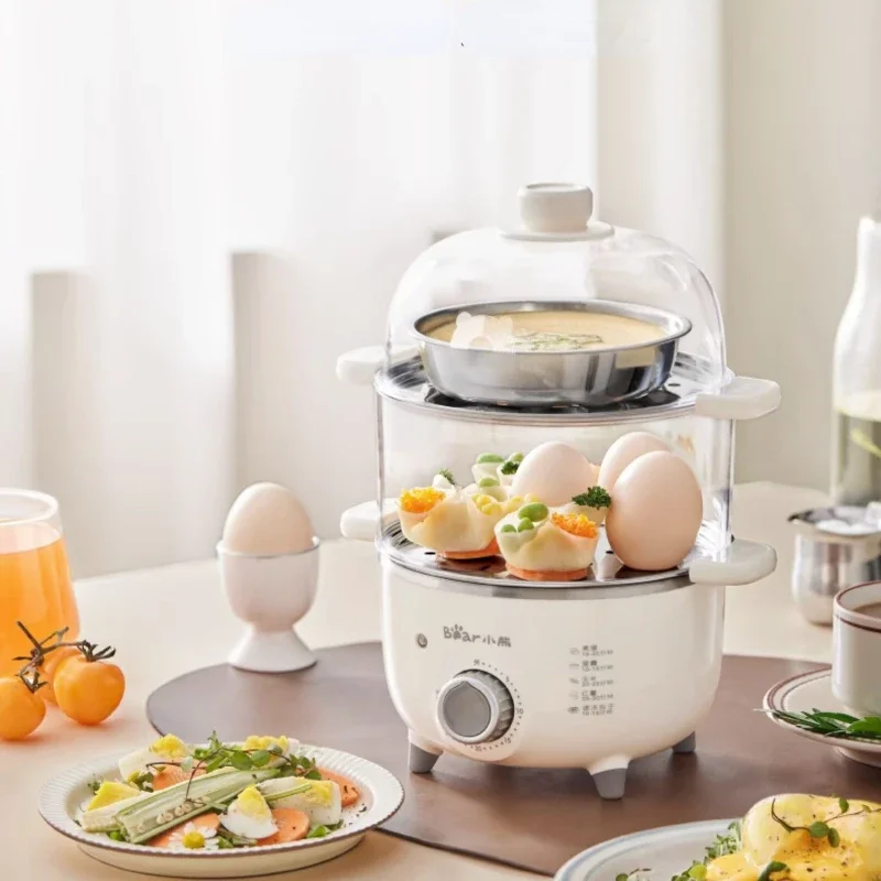 Double-Layer Automatic Power off for Egg Boiling Egg Steamer Machine Small 1 Person Mini Dormitory Eggs Breakfast Appliance