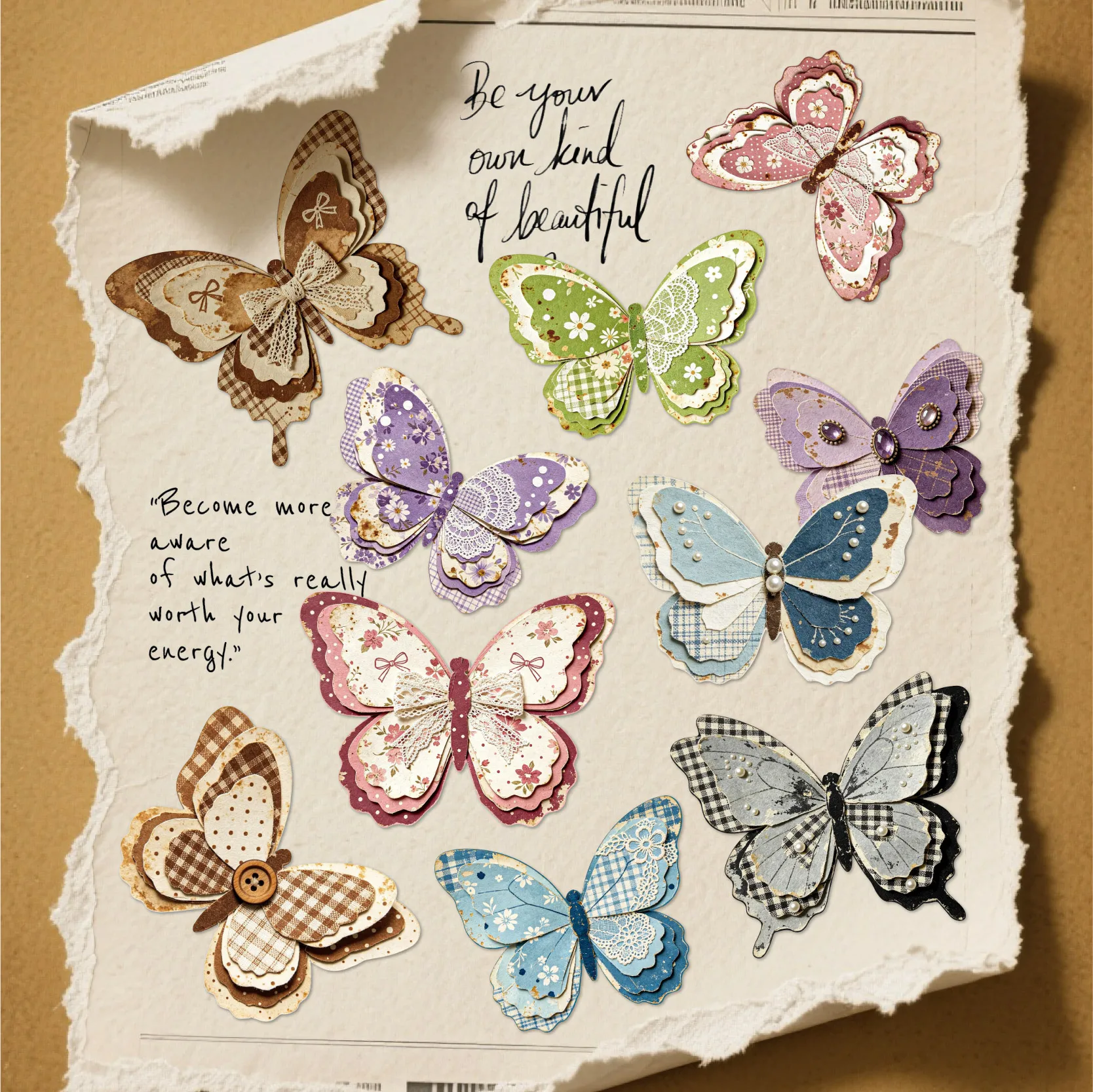 15pcs Vintage Colorful Butterfly stickers pack Decorative Scrapbooking Diary Album hand made junk journal supplies