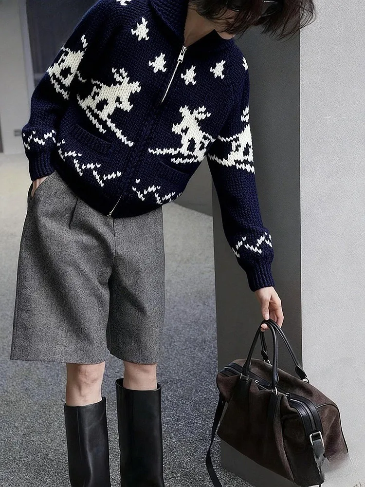 

Корейский вязаный свитер в стиле ретро для женщин Cisas Island с цветочным узором, длинный кардиган све, стандартный крой, онлайн Exc...