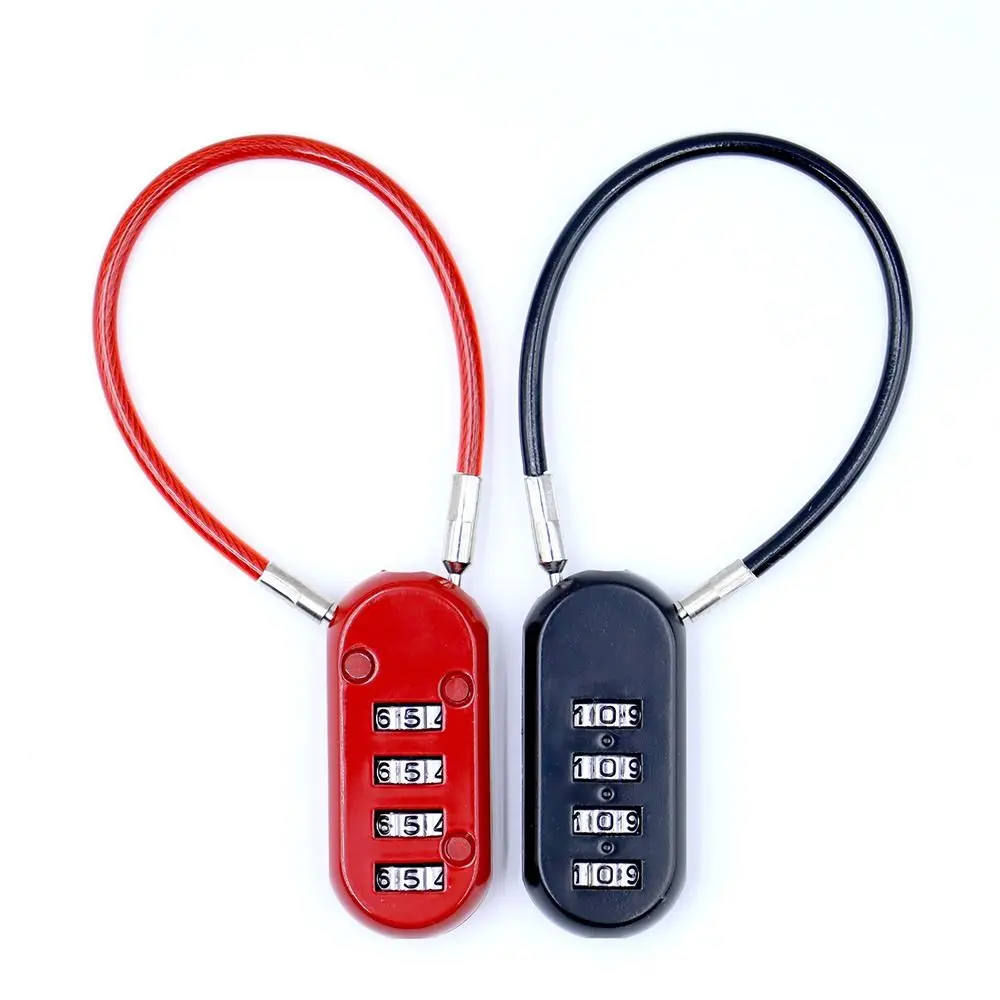 Zinc alloy 4 Digit Password Lock Anti-theft Padlock Dormitory Cabinet Lock Wire Rope Luggage Combination Lock for Home&Travel