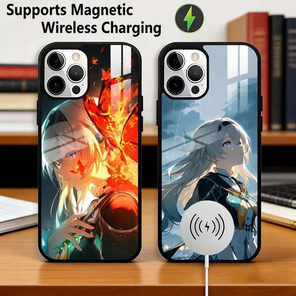 Honkai Star R-Rail Firefly Phone Case For iPhone17,16,15,14,13,12,11 Plus,Pro Allows magnetic wireless charging Gift