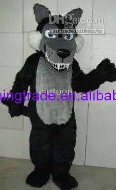 Nuova schiuma di vendita calda per adulti carino lupo nero Costume della mascotte del fumetto peluche vestito operato di natale Costume della mascotte di Halloween