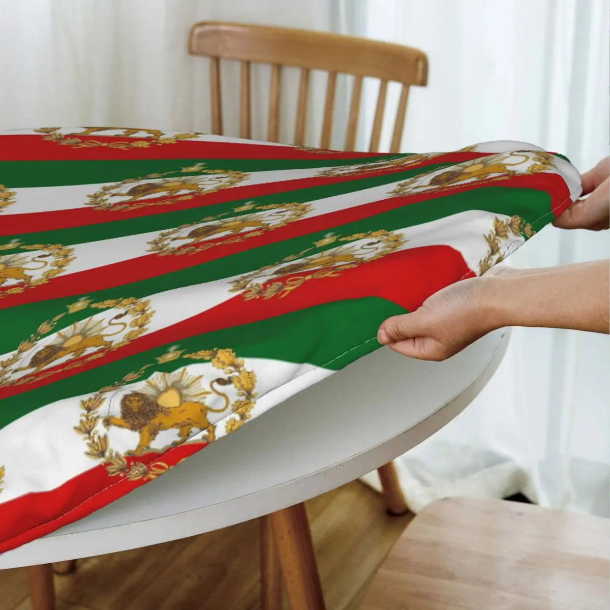 Flag Of Iran Iranian Waterproof Round Tablecloth Oilproof Table Cloth for Kitchen Events Dining Table Cover