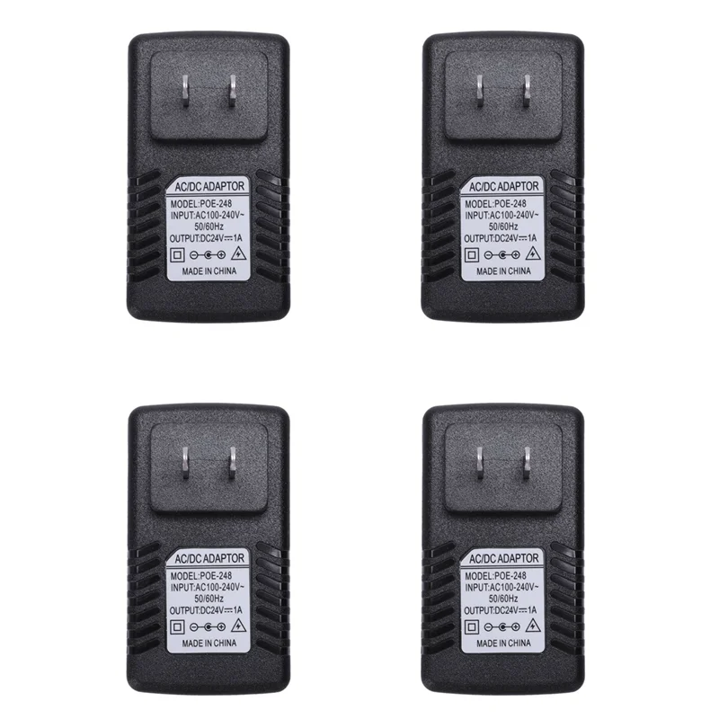 4X Voeding Ethernet POE Injector Adapter Voor IP Telefoon Gateway IP Camera (24 V/1A US Plug)-Y41A