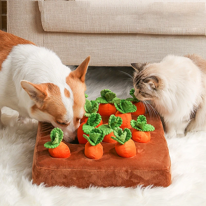 Dog Cat Toy Carrot Plush Pet Vegetable Chew Bite Resistant Toy Sniff Food To Improve Eating Habits Durable Chew Dogs Accessories