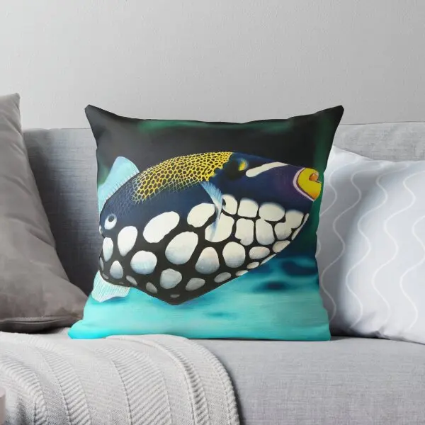 

Clown Triggerfish Printing Throw Pillow Cover Fashion Home Office Decorative Cushion Car Wedding Pillows not include One Side