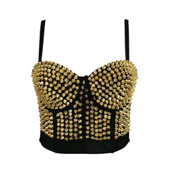 Steampunk Rivet Corset Bra Short Bustier Tank Tops Summer Women Sexy Halloween Party Stage Ladies Gothic Push Up Club Bra Corset