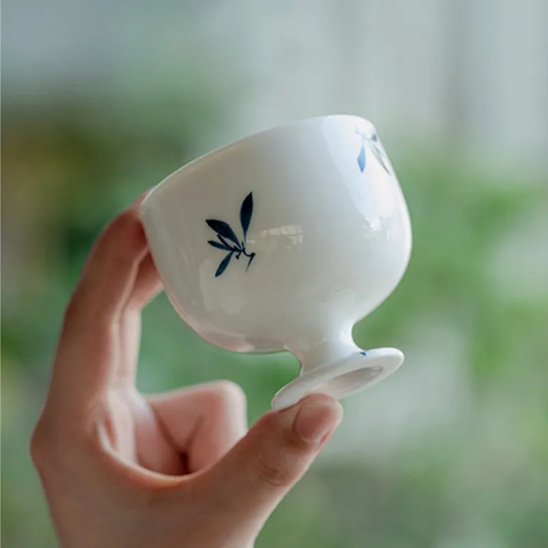 

1 Pc Chinese Simple Ceramic Tea Cup Handmade Orchid Teacup Household Tea Bowl Beauty Master Cup Travel Personal Tea Set Teaware