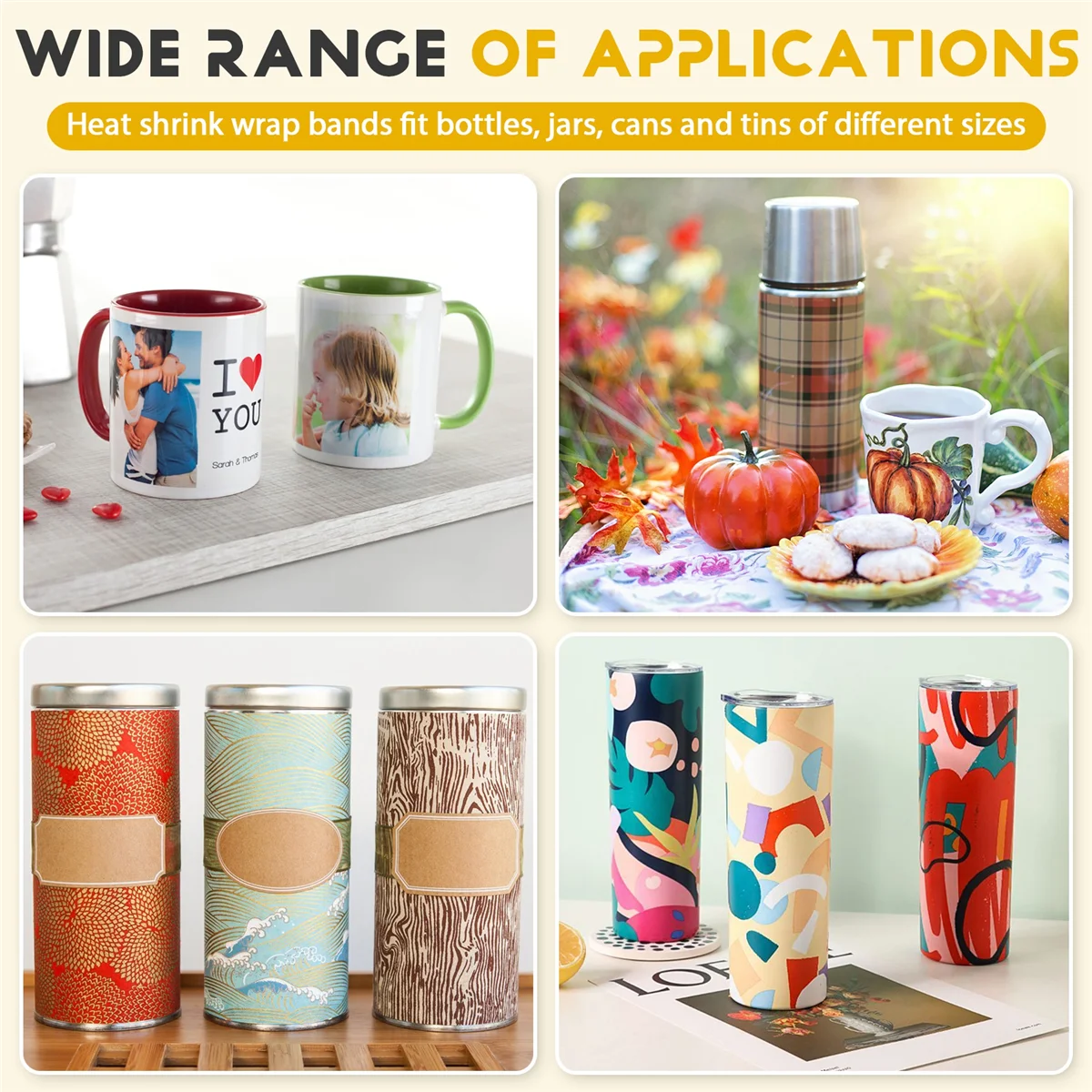 SMIEA 70Pcs Sublimation Shrink Wrap Film 5X10 Inch Heat Transfer Shrink Film Shrink Wrap Bags White Shrink Wrap Bands for Mug