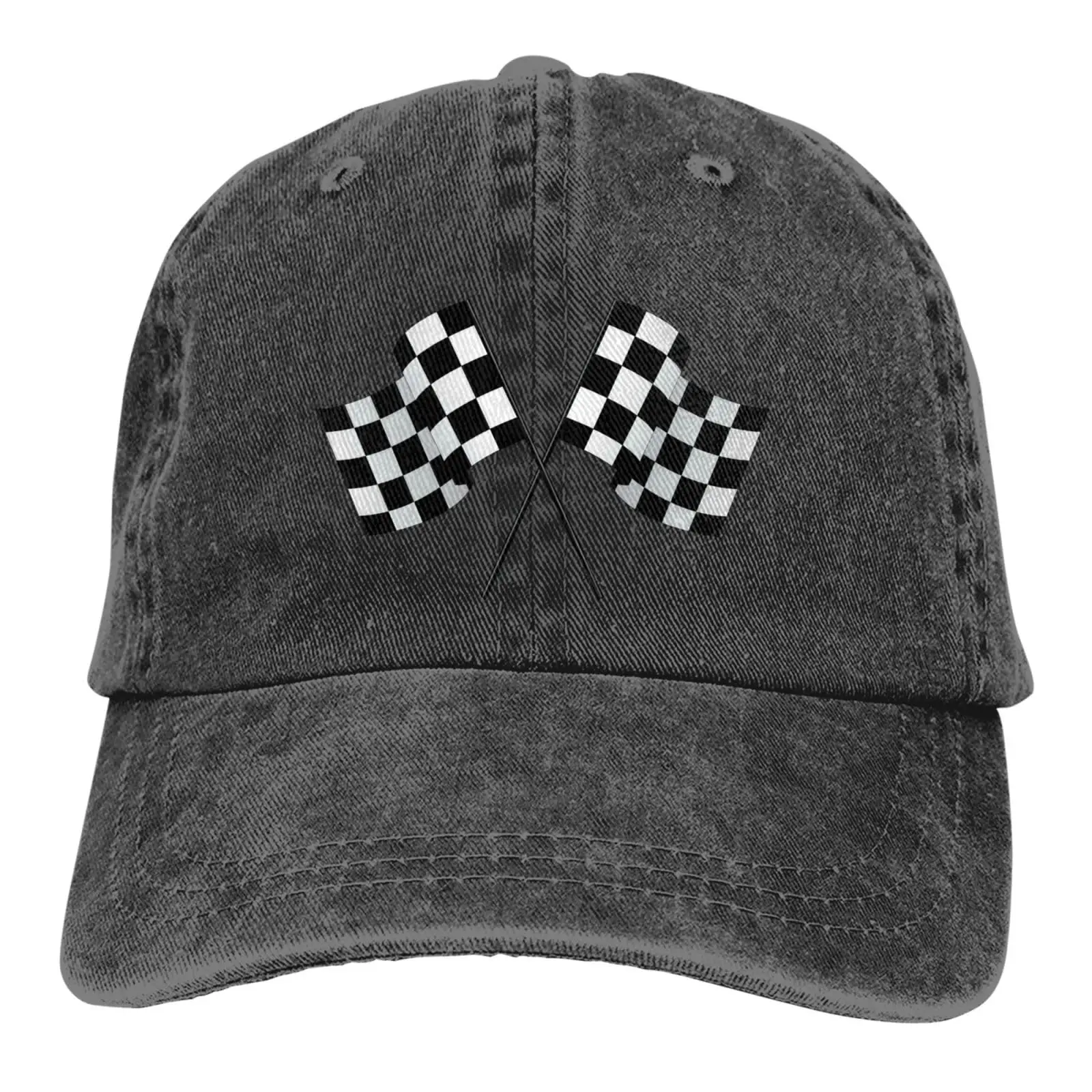 

Checkered Flags Race Car Pit Crew Unisex Adult Baseball Hat Sports Outdoor Cap Men Women Snapback Breathable Outdoor Sports Cap