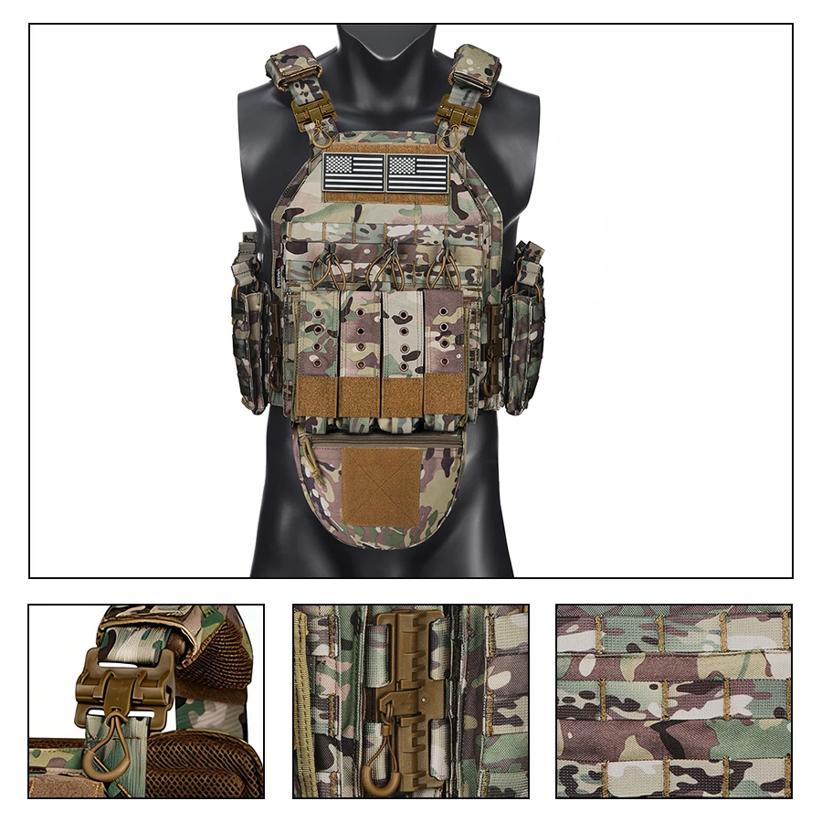 

Жилет для расширения системы MOLLE со скрытыми тройными карманами, многозонными карманами и дизайном Magic Sticky