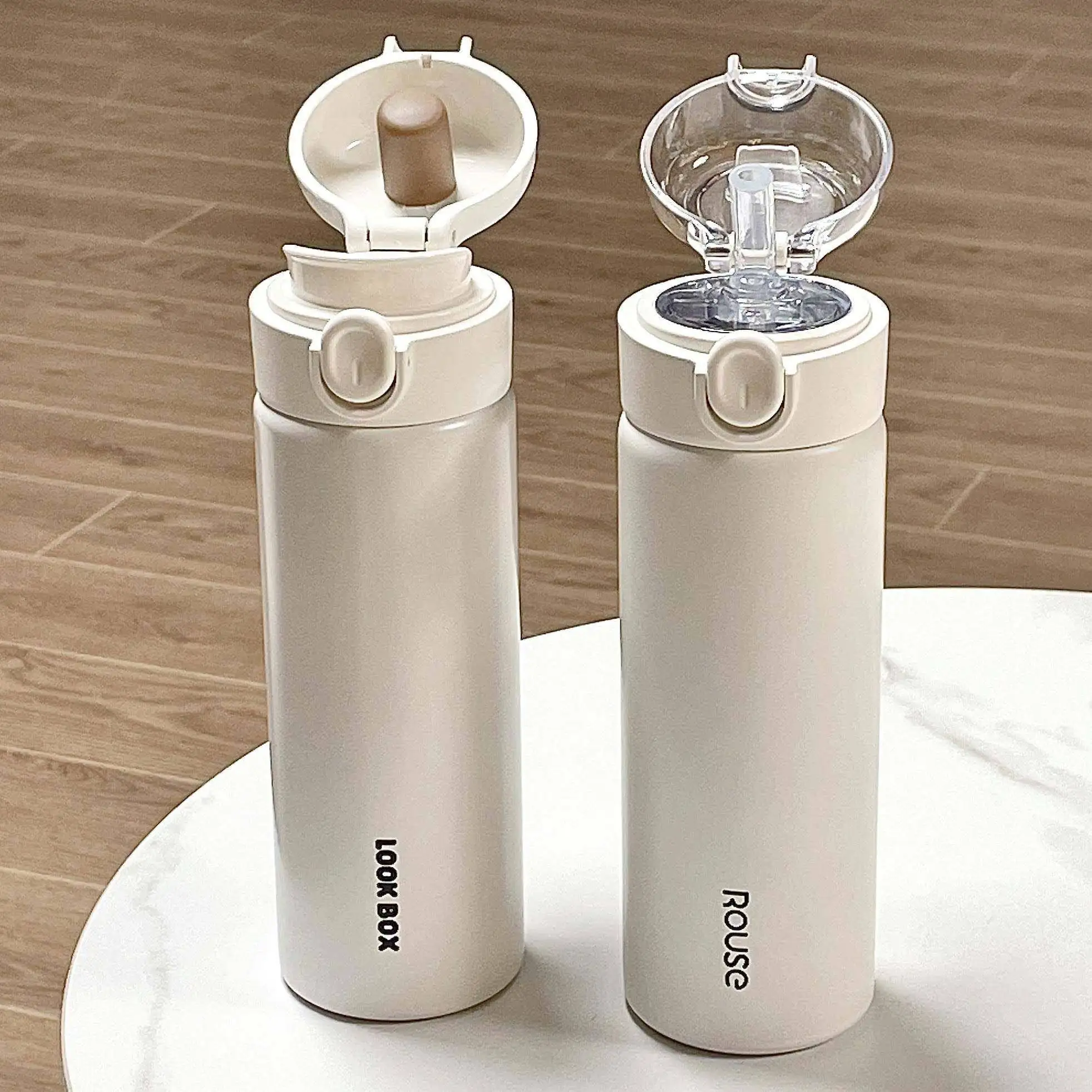 Stainless Steel Insulated Water Bottle Straw Cup Portable Children's Girls High Aesthetic Value Warmth Cup Bouncing Straw Cup