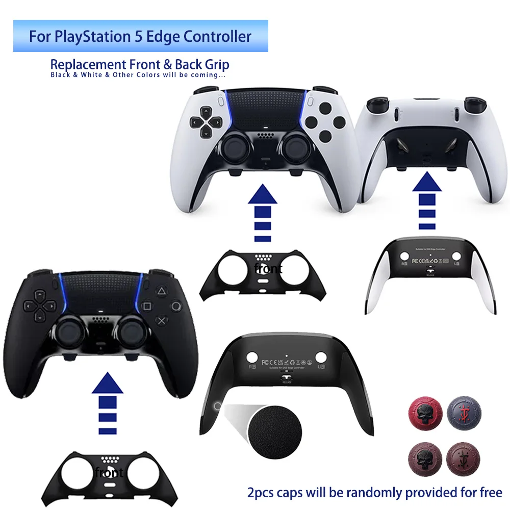 ps5-edge-ワイヤレスコントローラー用-diy-交換グリップ、フロントバックカバー、滑り止めコントローラーシェルカバー（playstation-5-edge用）