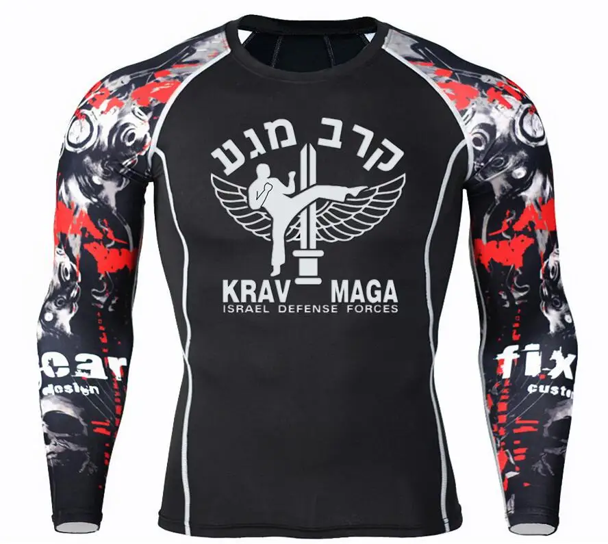 2019 Men Israel Krav maga T Shirts Compression Shirts 3D Teen Wolf Jerseys Long Sleeve T Shirt Fitness Men MMA T-Shirts