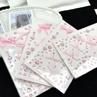 Cute 3D Love Lace Bow Crystal Stickers DIY Sparkly Kpop Photo Deco Stickers Pink Gifts Rhinestone Stickers For Photo Card Holder 6