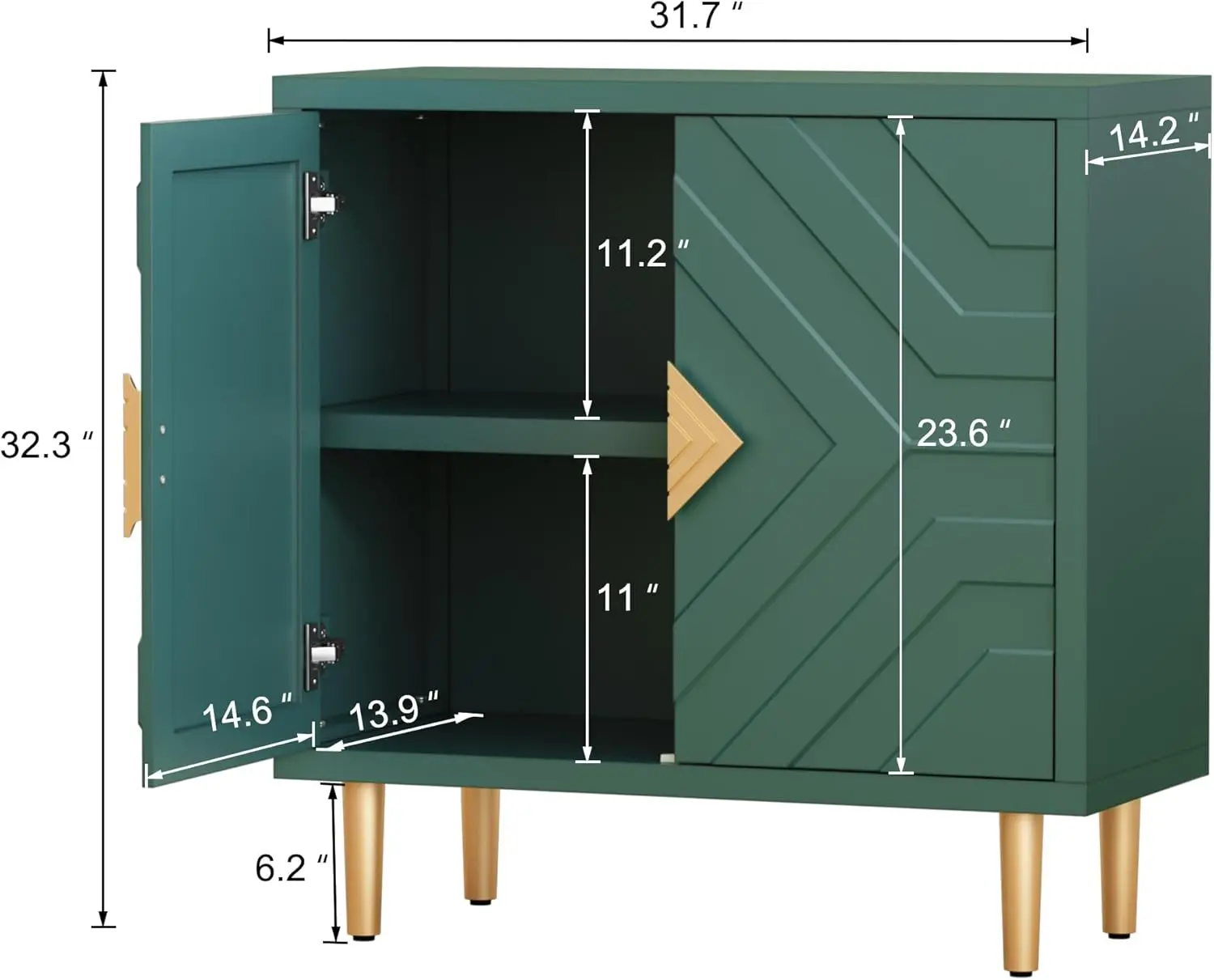 HLR Sideboard Storage Cabinet with 2 Doors, Accent Cabinet with Decorative Embossed Pattern Doors, Sideboard Buffet Cabinet