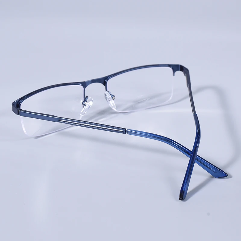 2025 männer Blau Licht Blockieren Lesebrille Metall Halb Rahmen Brillen Mit Frühling Scharnier Computer Reader + 125 + 175 – Detail 12