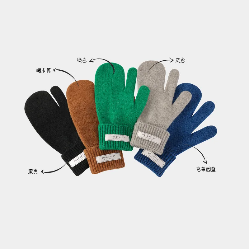 Winter Wool Knitted Knitting Wool Gloves Student Outdoor Cycling and Driving Casual All-Match Leaky Finger Touch Screen Warm Glo