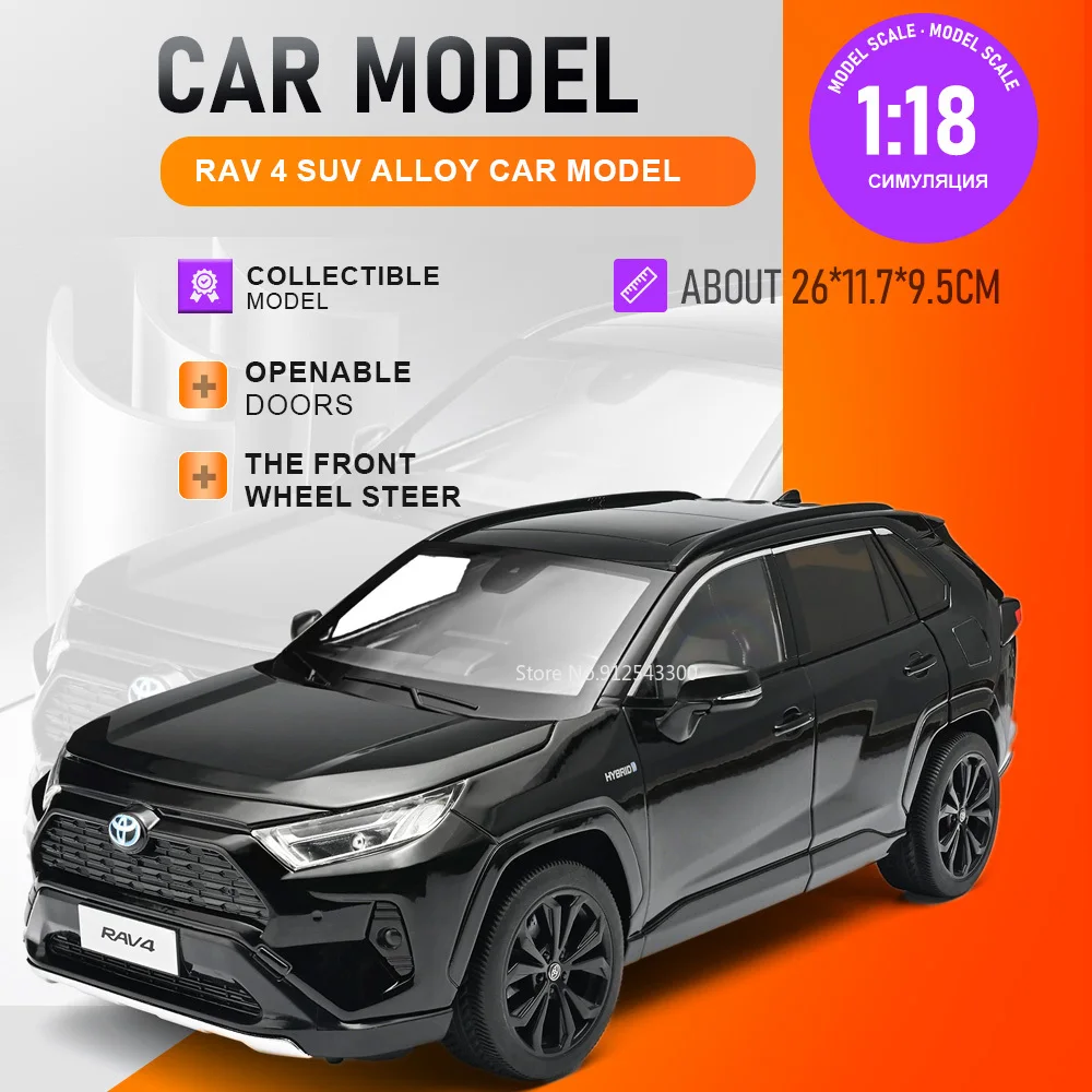 

1:18 RAV4 Camaro Car Model Toy Doors Opened Shock Absorption Cars Front Wheeel Steer Alloy Body Vehicle for Boyfriend Colection