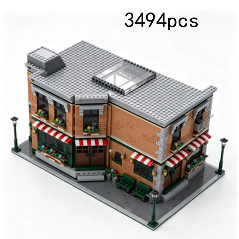 

MOC3494pcs Small Particle Building Blocks Street Scene Architecture Park Apartment Model Toy Gift