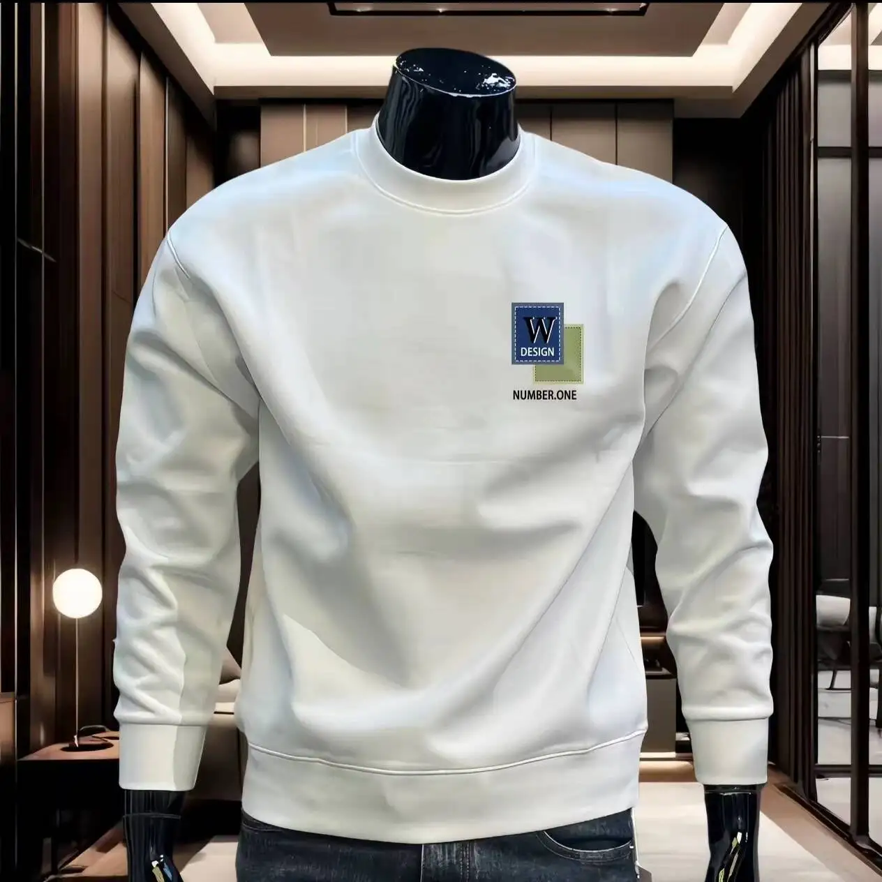 Loose Fit Pure Cotton Sweatshirt Men's Women's Autumn Winter Comfortable Breathable round Neck Long Sleeve T-Shirt