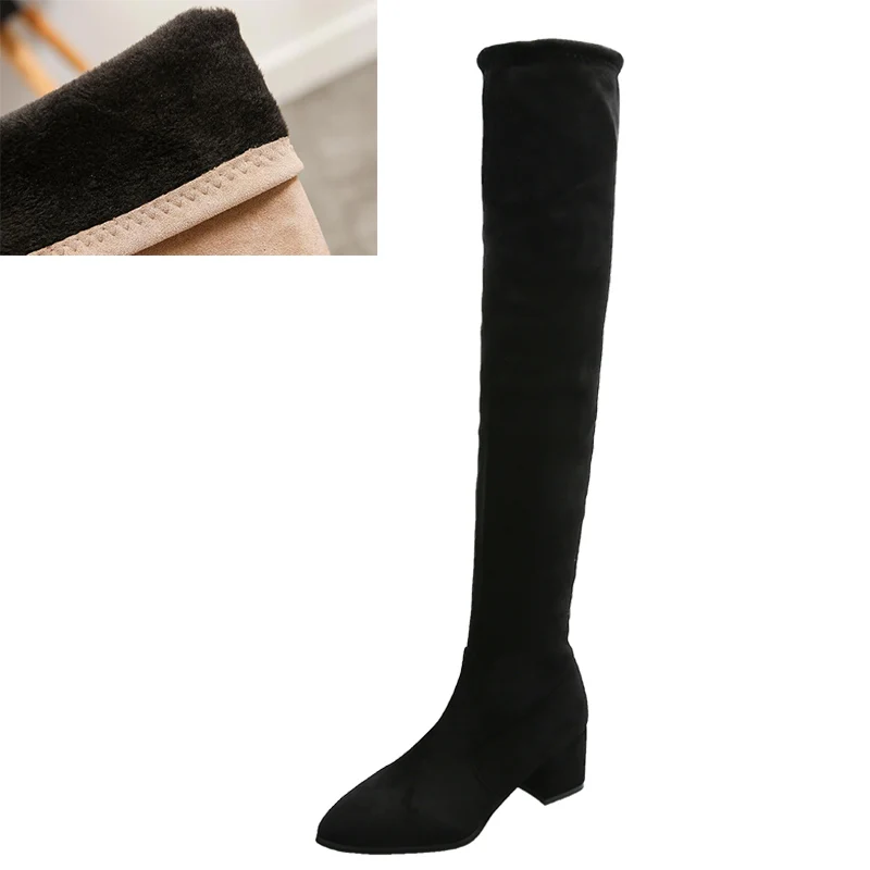 Thigh High Boots Women 2021 Winter Fashion Boots New Over Knee Boots Women Shoes Sexy High Heels Boots Red Warm Fur Black Boots