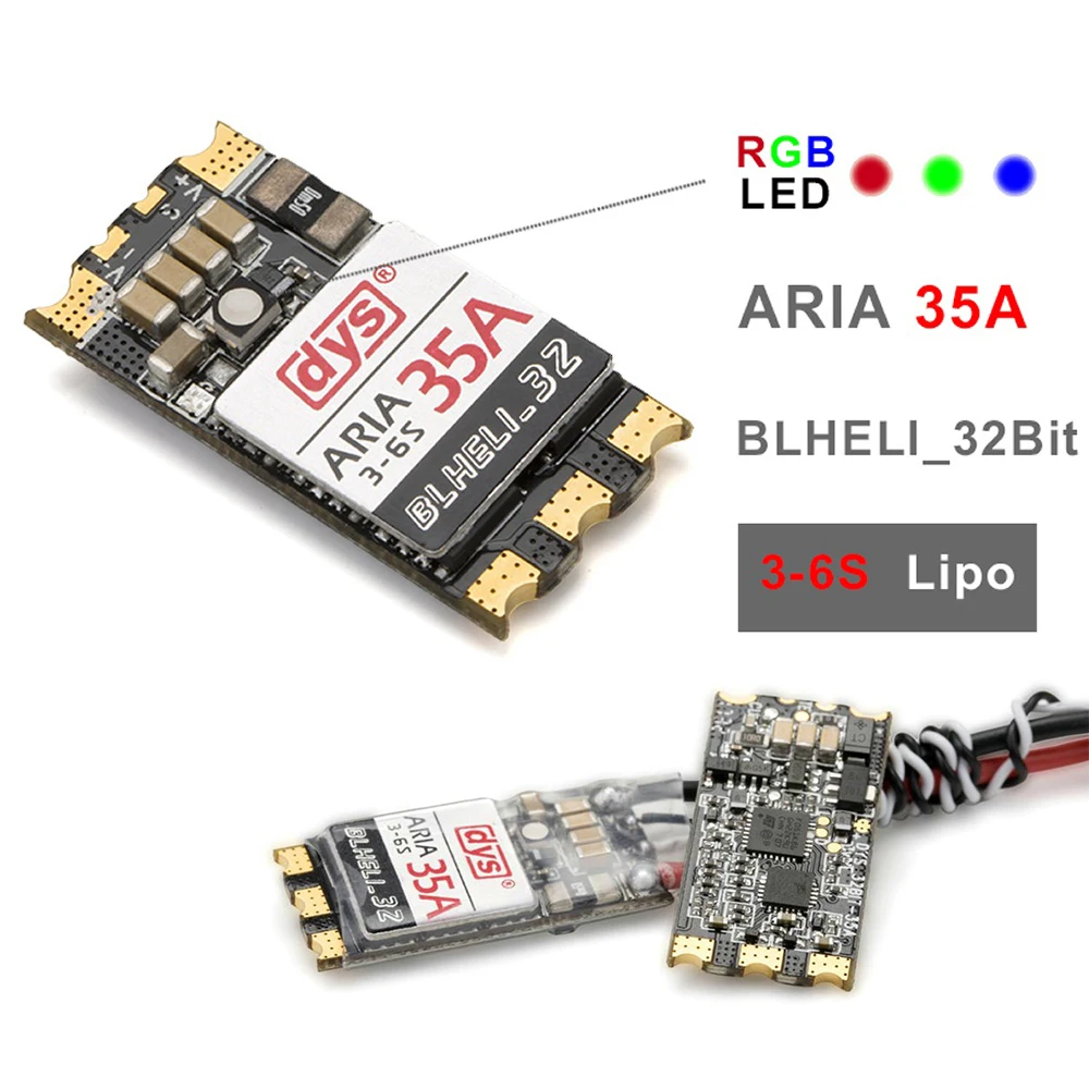 DYS Aria 35A AM32 ESC BLHeli_32bit 3-6S Brushless ESC Built-in Current Meter Sensor oneshot 125 Multishot Dshot 150/300/600/1200