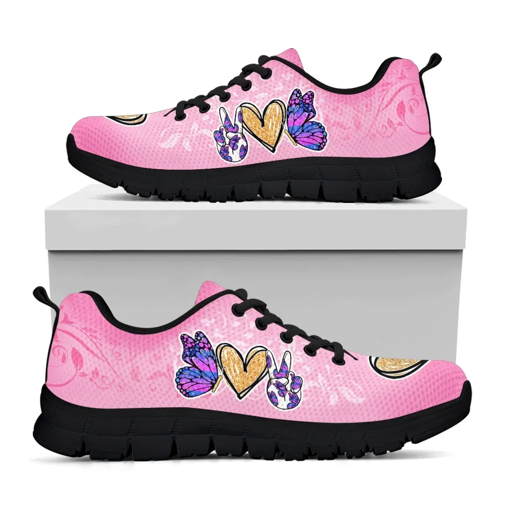 Eenvoudige Roze Love Print Design Mode Casual Schoenen Lichtgewicht Outdoor Sportschoenen Wandelschoenen Zapatos