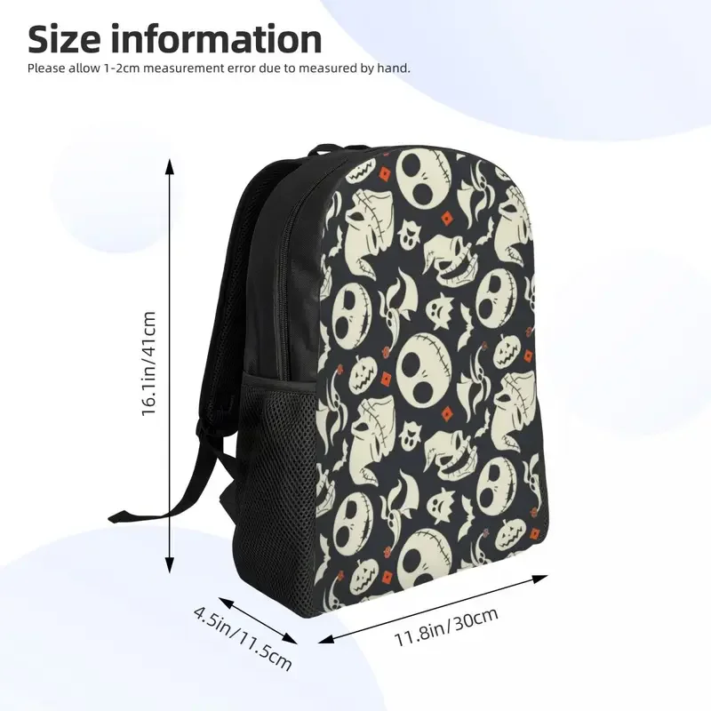 Mochila de viagem Jack Skellington personalizado, Bookbag do portátil da escola, o pesadelo antes do Natal, Mochila de estudante universitário, Mulheres