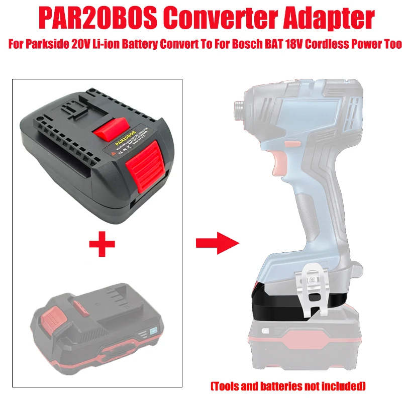 

For Parkside 20V Lithium Battery PAR20BOS Battery Adapter Converter Compatible with For Bosch BAT 18V Li-ion Battery Power Tools