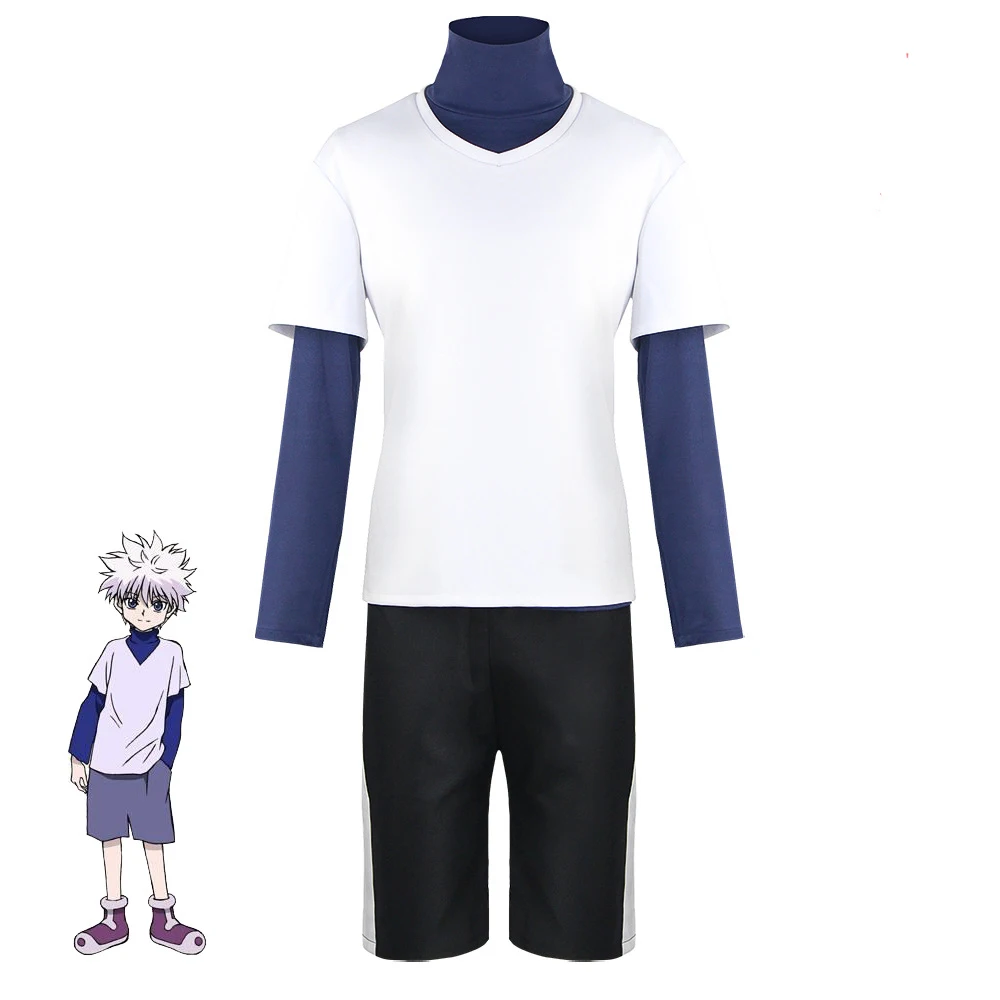 

Anime Killua Zoldyck Cosplay Costume Tops Shorts High School Casual Clothes Autumn Adult Zoldyck Killua Costume Hunters Set