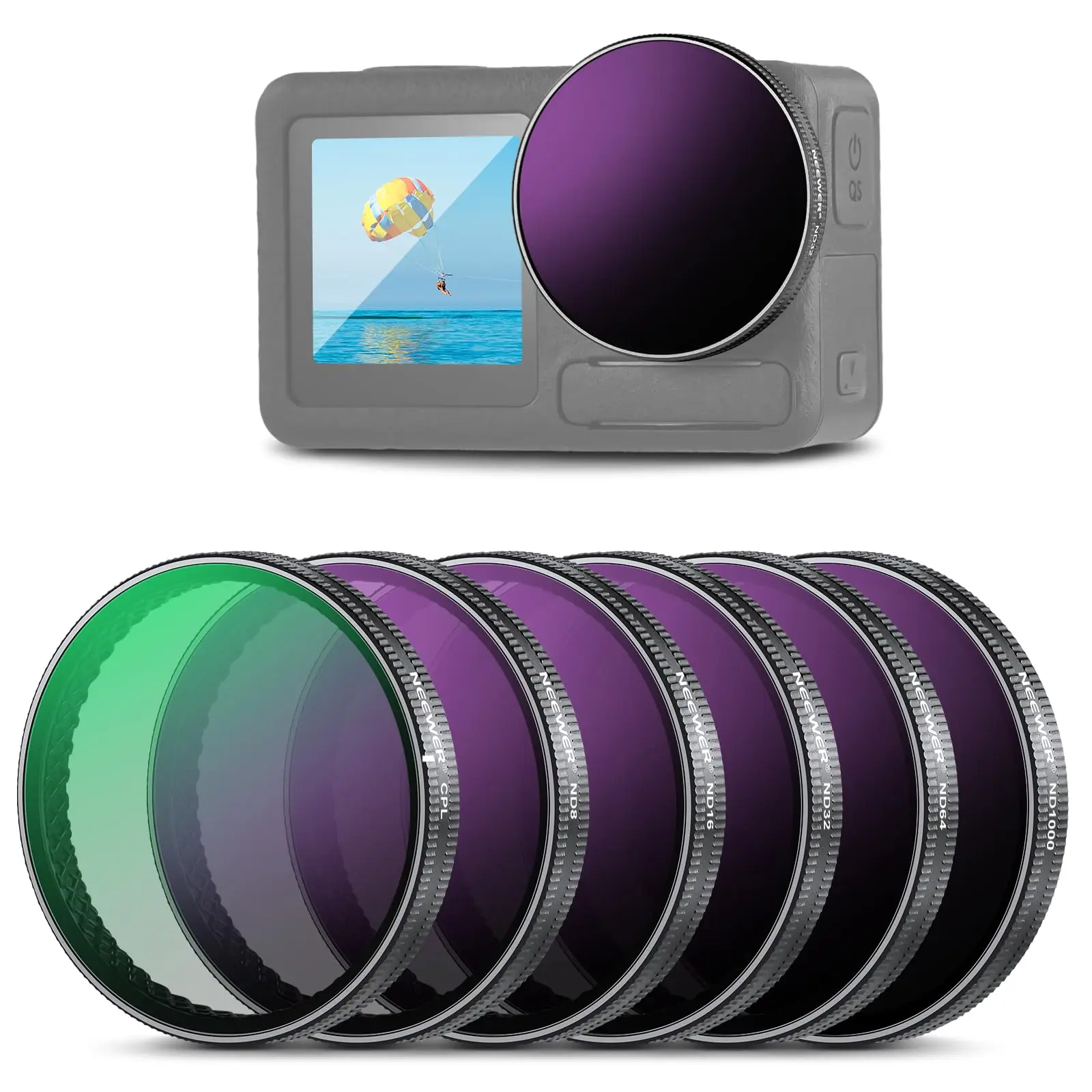NEEWER ND/PL-filterset compatibel met DJI Osmo Action 3/4/5 Pro neutrale dichtheid polariserende actiecamera-accessoires