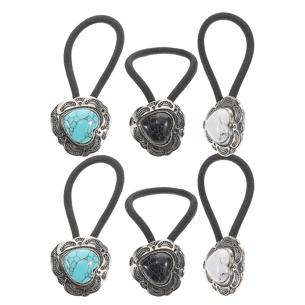 

6pcs Boho Accessories Metal Ponytail Holders Heart Design Elastic Bands Women Stylish Ponytail Ties Parties Jewelry For