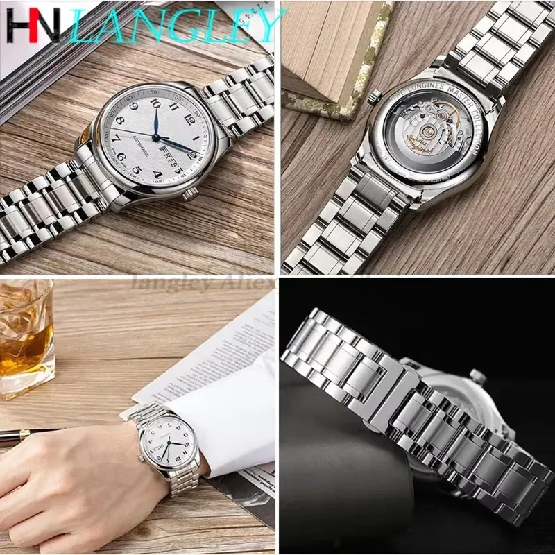 곡선 끝 범용 스트랩 12/13/14/15/16/17/18/19/20/21/22/23/24mm LONGINES 밴드 용 Tissot 용 솔리드 스테인레스 스틸 시계 밴드