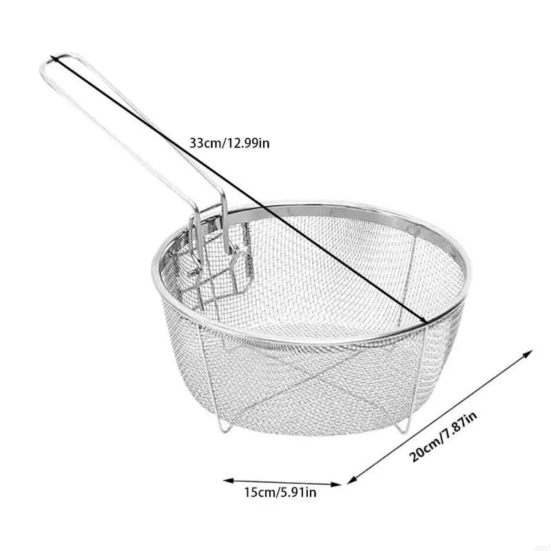 A0NC 요리 도구 깊은 프라이어 스트레이너 스테인리스 스틸 프라이 바구니 주방 요리 도구 스트레이너 닭고기 용기 바구니 바구니