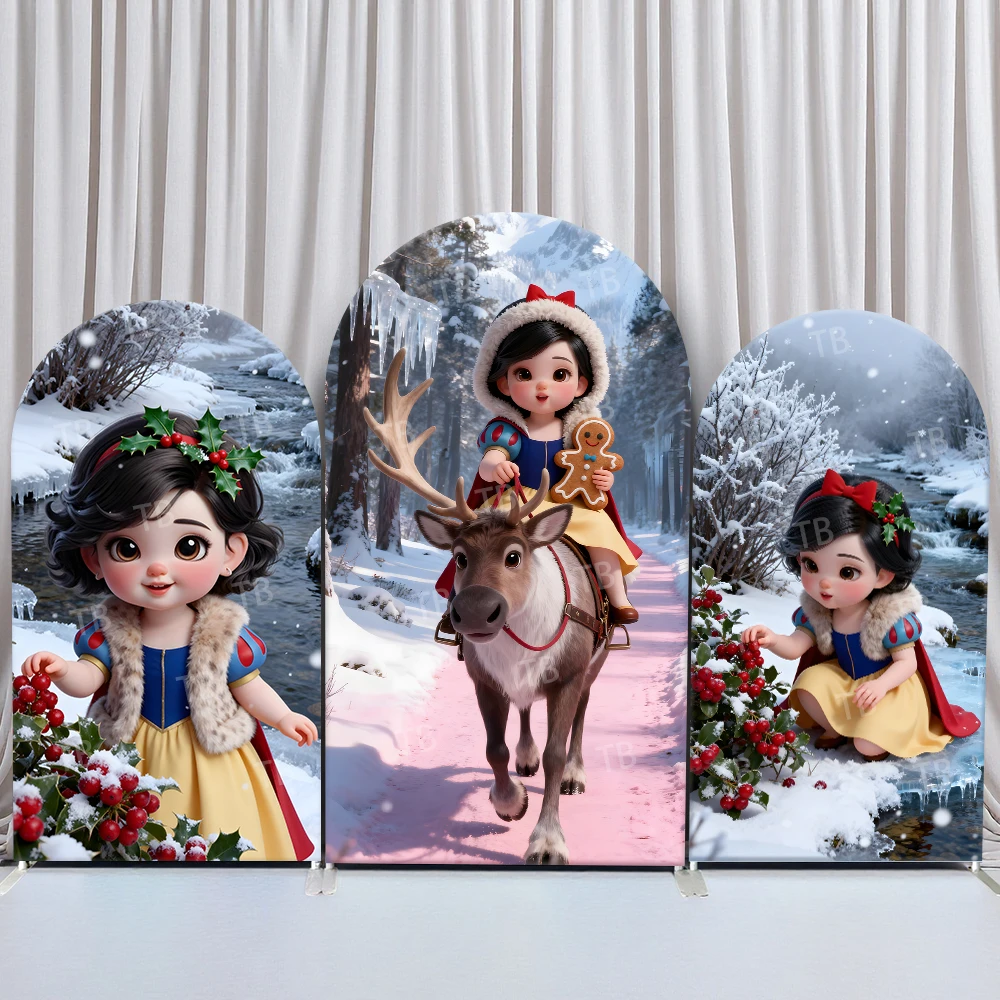 

TB Baby Snow White Arch Backdrop Cover for Baby Shower Girls Birthday Party Decor Photo Background Wall Props Elastic Fabric