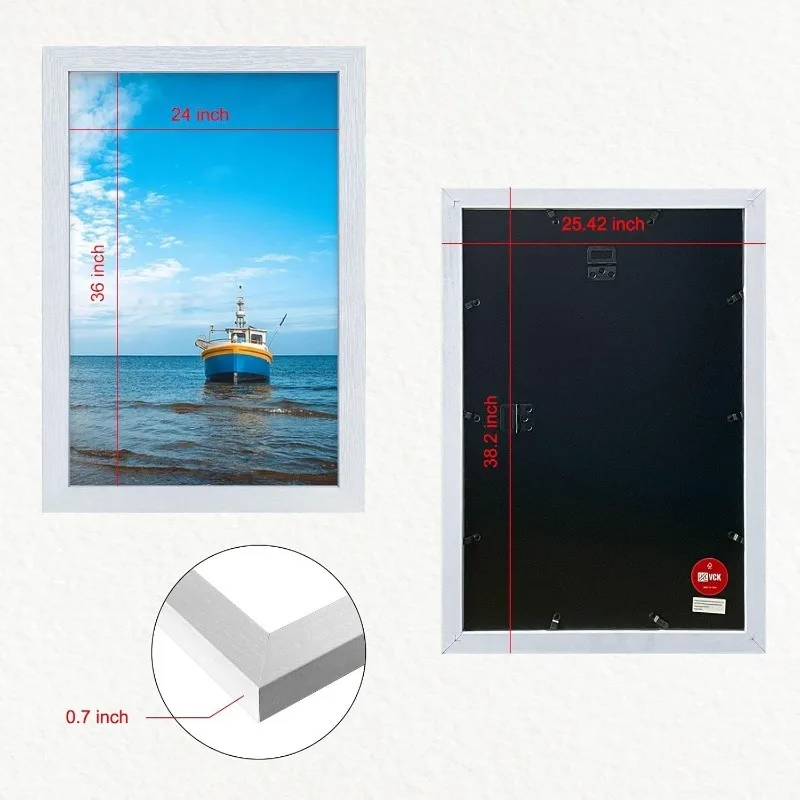 

24x36 Inch Solid Wood Poster Frames with Wall Mounting Hanging Picture Frame White 3 Pack