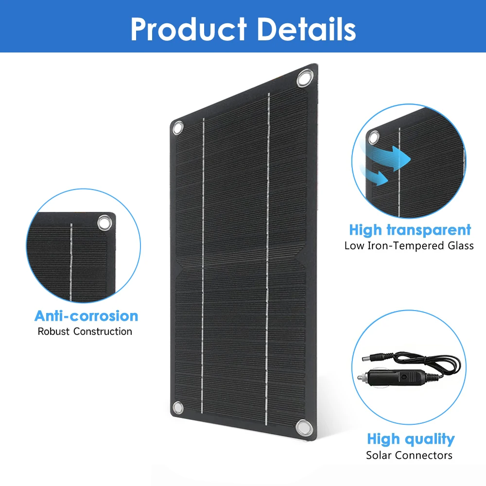 Obrázek 4: Monokrystalické solární buněk solární baterie trickle nabíječka 12V olt energie solární panel solární baterie nabíječka RV auto dodávka loď souprava