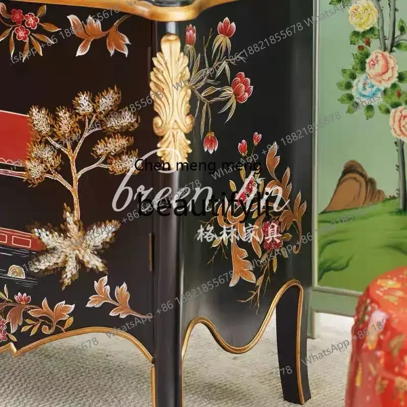 New arrive French retro solid wood porch cabinet, living room decoration cabinet, American rural home storage, storage cabinet