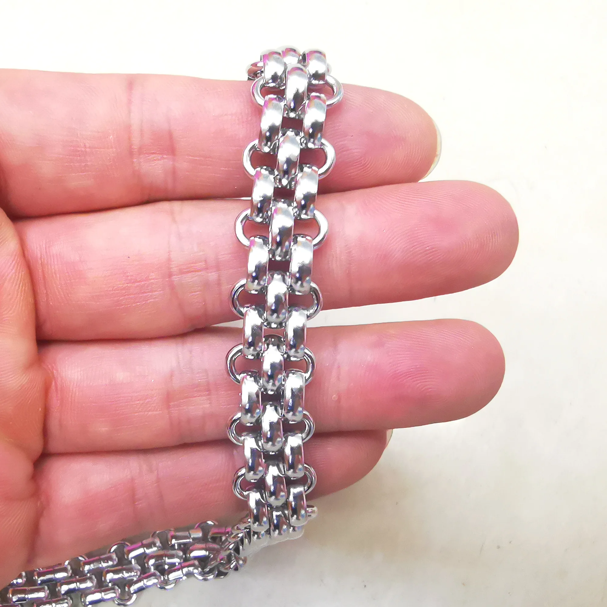 

3meter Lot Stainless Steel Jewelry Marking Findings Chain Double Rolo Chains Handmade Chain Silver Heavy Huge 13mm Wide